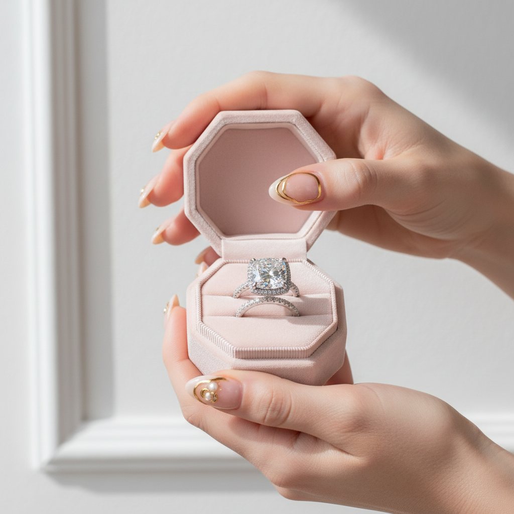 Halo Cushion Cut Diamond Wedding Ring Set-Black Diamonds New York