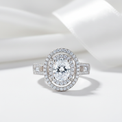 Halo Oval Shaped Diamond Option Engagement Ring-Black Diamonds New York