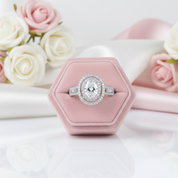 Halo Oval Shaped Diamond Option Engagement Ring-Black Diamonds New York