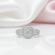 Halo Round Cut Diamond Engagement Ring-Black Diamonds New York