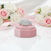 Halo Round Cut Diamond Engagement Ring-Black Diamonds New York