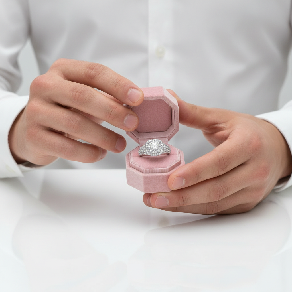 Halo Round Cut Diamond Engagement Ring-Black Diamonds New York