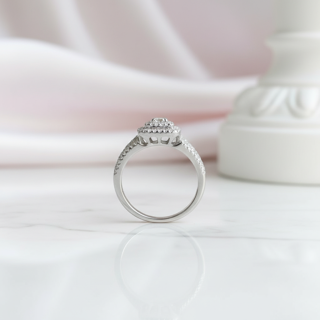 Halo Round Cut Diamond Option Engagement Ring-Black Diamonds New York