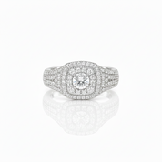 Halo Round Cut Diamond Option Engagement Ring-Black Diamonds New York