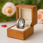 Hammered Tungsten Wedding Band with Fragment Opal Inlay-Black Diamonds New York