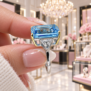 4.0ct Emerald Cut Simulated Diamond Option Three-Stone Engagement Ring-Black Diamonds New York
