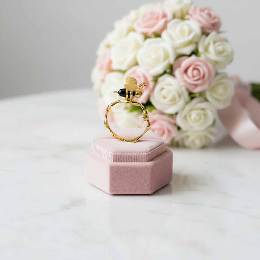 Handmade Bee and Dripping Honey Rings-Black Diamonds New York