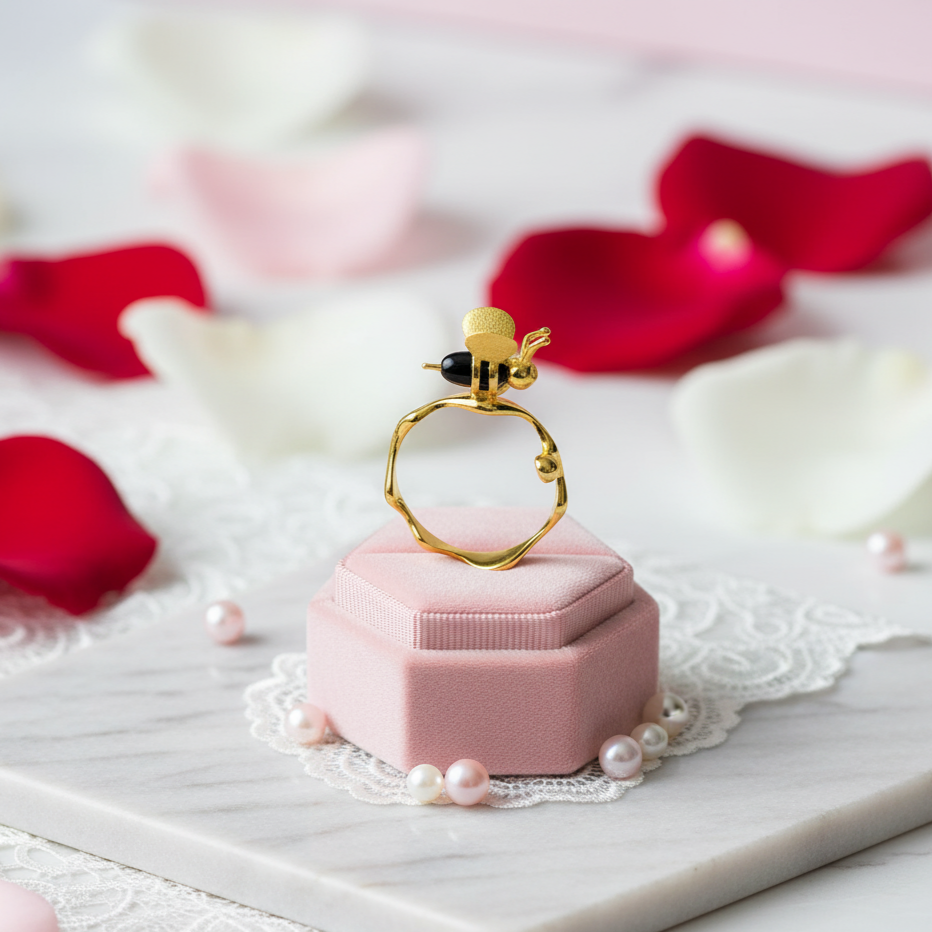 Handmade Bee and Dripping Honey Rings-Black Diamonds New York