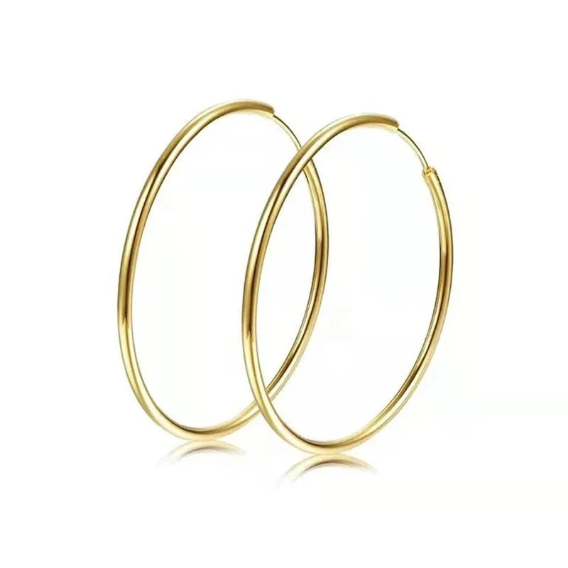 18k Yellow Gold Hoop Earrings-Black Diamonds New York