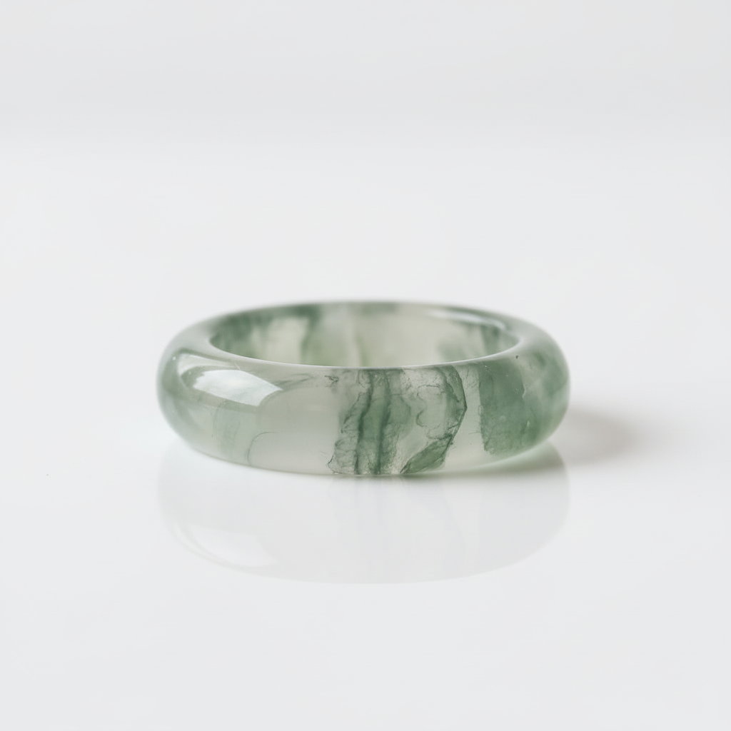 Moss Agate Unisex Band-Black Diamonds New York