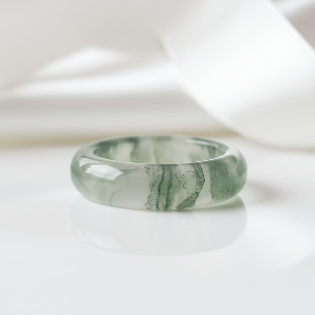 Moss Agate Unisex Band-Black Diamonds New York