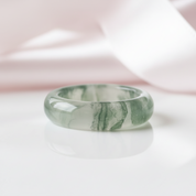 Moss Agate Unisex Band-Black Diamonds New York
