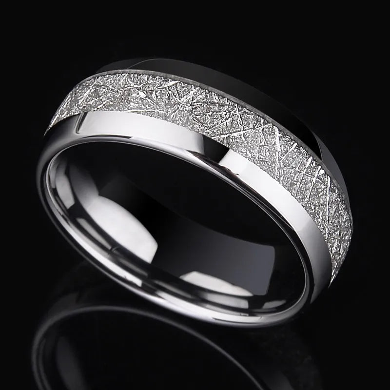 8mm Men's Wedding Band with Meteorite Inlay-Black Diamonds New York