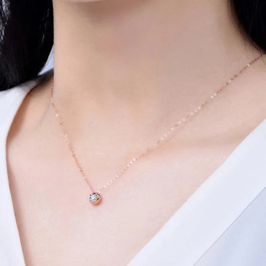 18k Rose Gold Round Natural Diamond Pendant Necklace-Black Diamonds New York
