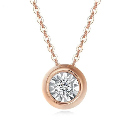 18k Rose Gold Round Natural Diamond Pendant Necklace-Black Diamonds New York