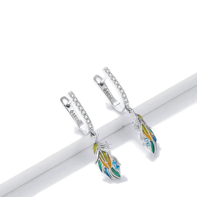 Exquisite Feather Buckle Earrings with EVN Diamond-Black Diamonds New York