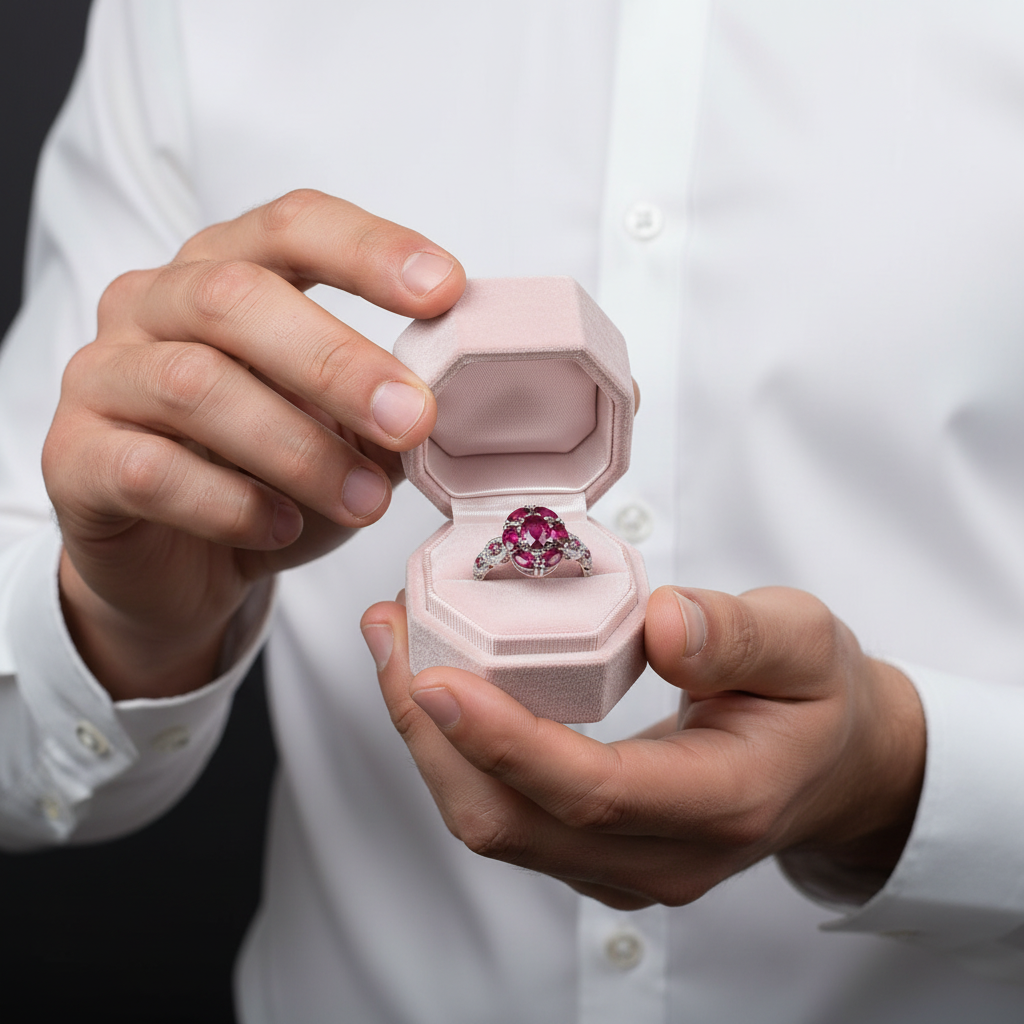 3.0 Ct Purple Garnet Gemstone Flower Ring-Black Diamonds New York
