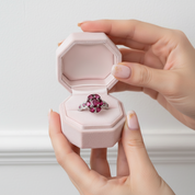 3.0 Ct Purple Garnet Gemstone Flower Ring-Black Diamonds New York