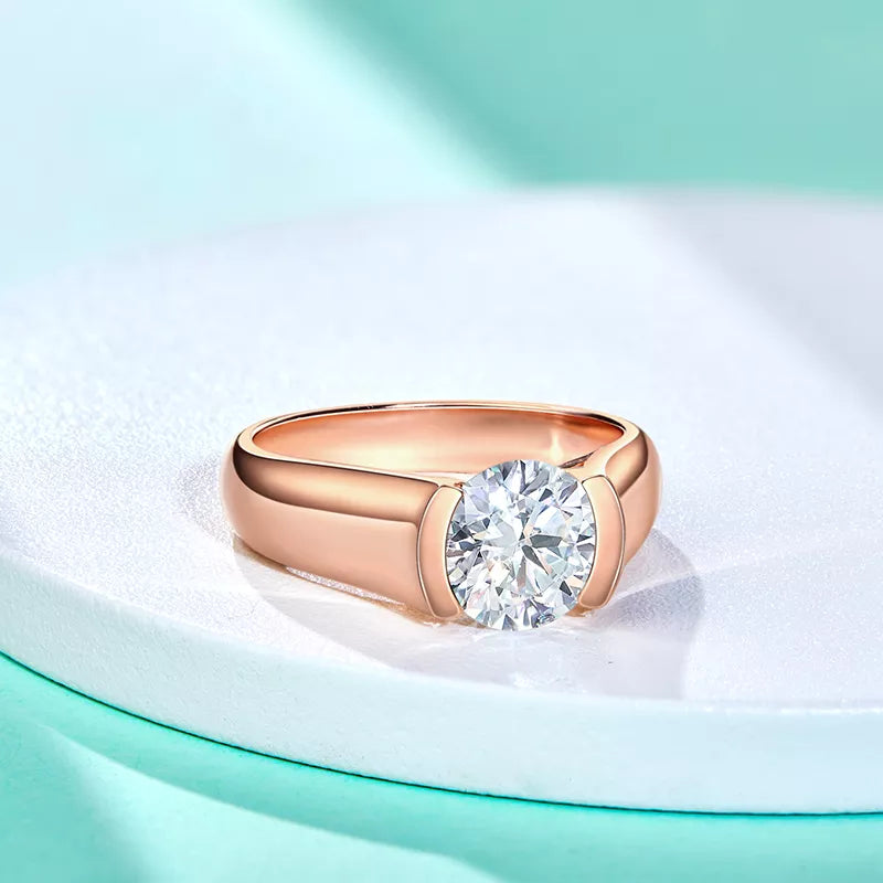 2.0 Ct Round Moissanite Diamond Solitaire Engagement Ring-Black Diamonds New York