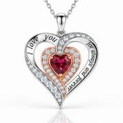 Heart-cut Gemstone I Love You Engraved Heart-shaped Birthstone Necklace-Black Diamonds New York