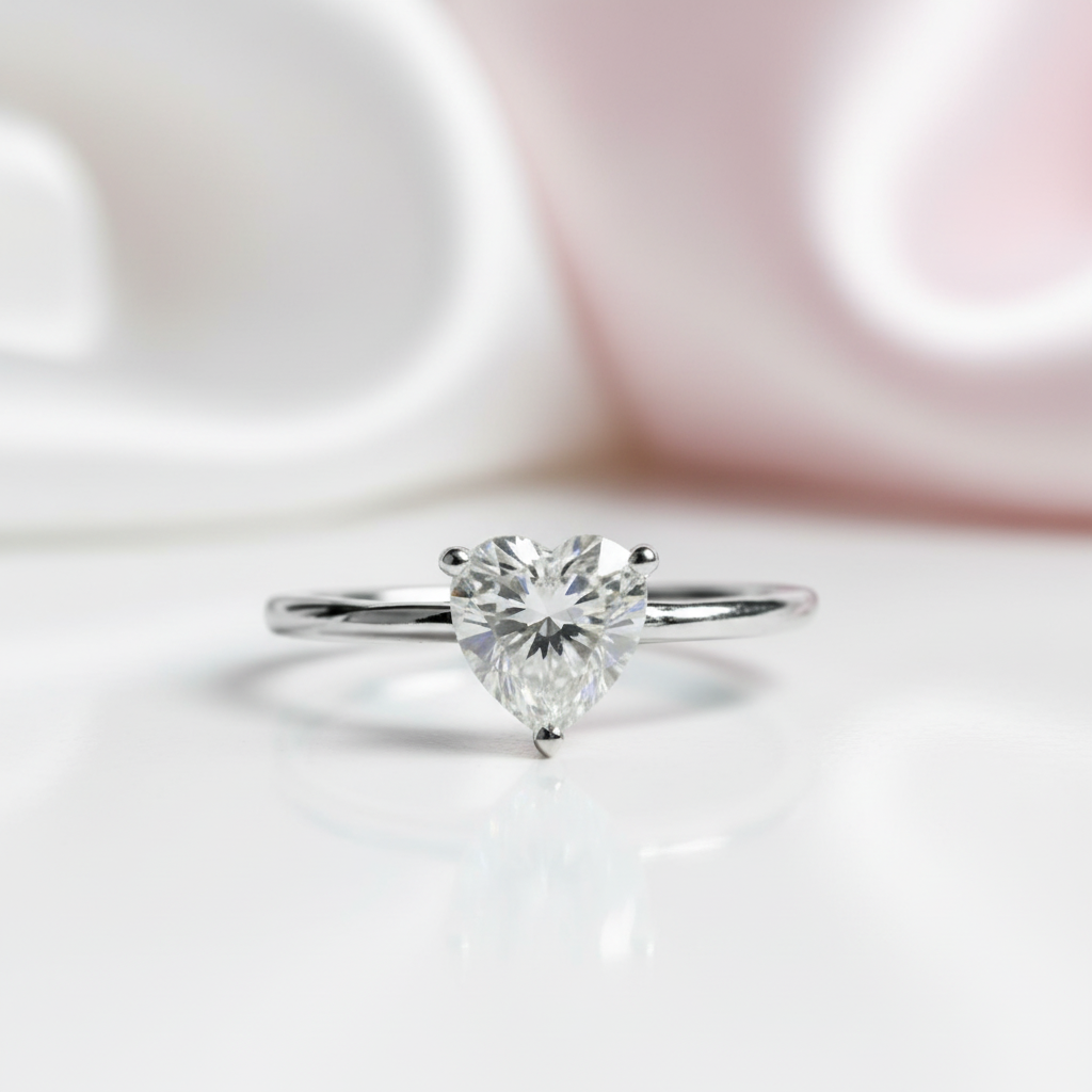 Heart 1.0Ct 6.5mm Diamond Option Ring-Black Diamonds New York