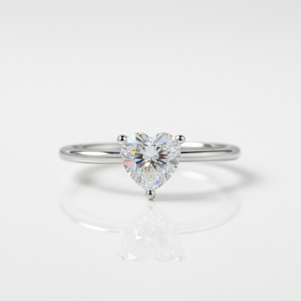Heart 1.0Ct 6.5mm Diamond Option Ring-Black Diamonds New York