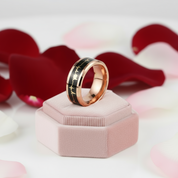 Heart Beat Inlay Men's Tungsten Carbide Wedding Band-Black Diamonds New York