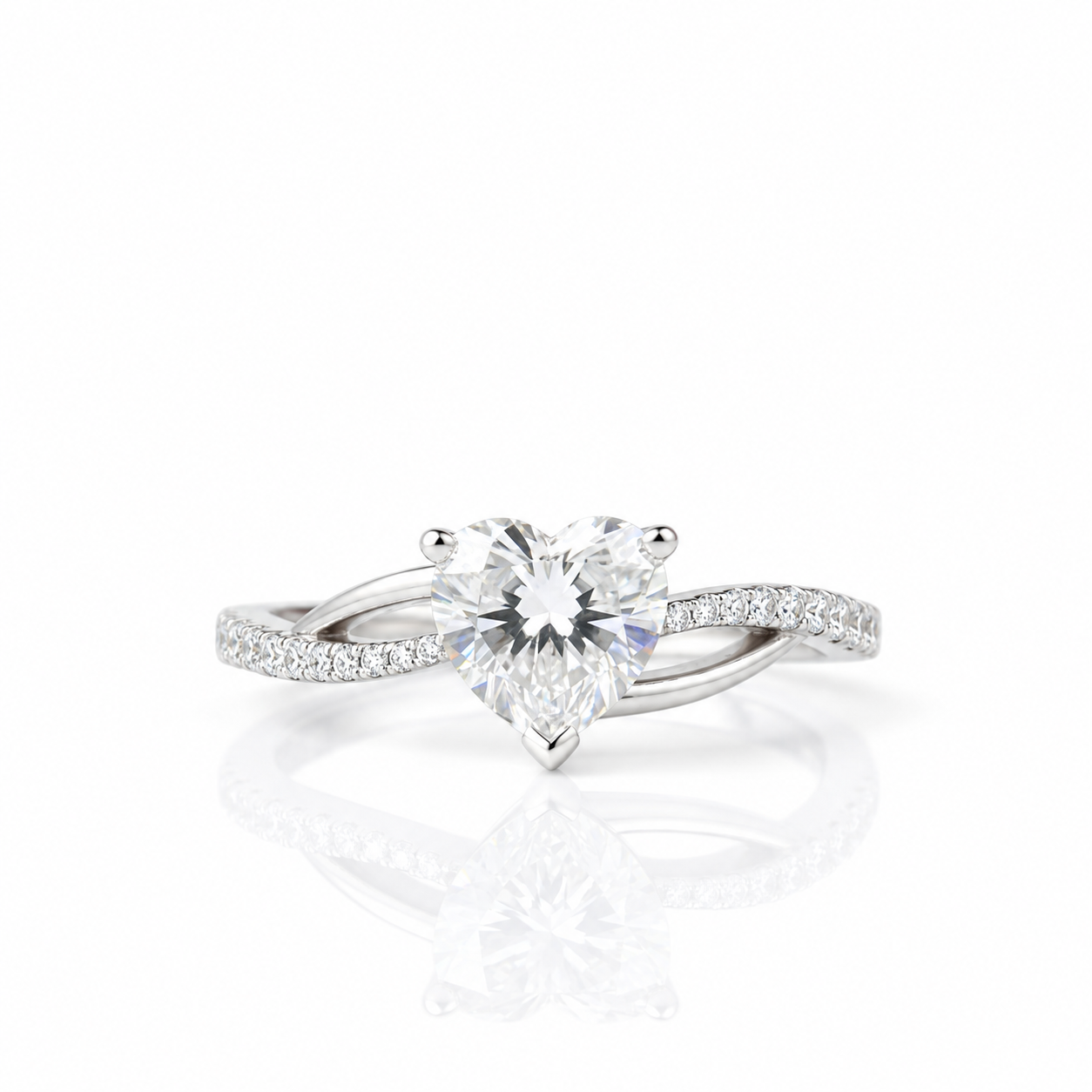 Heart Cut Diamond Option Twisted Band Engagement Ring-Black Diamonds New York