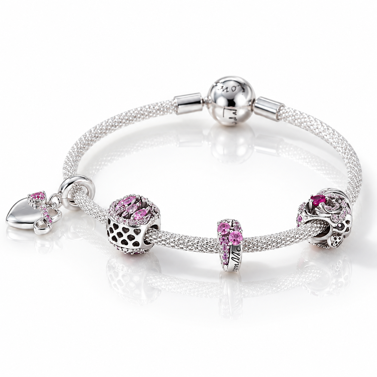Heart & Family Charms Bracelet-Black Diamonds New York