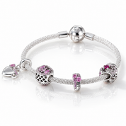 Heart & Family Charms Bracelet-Black Diamonds New York
