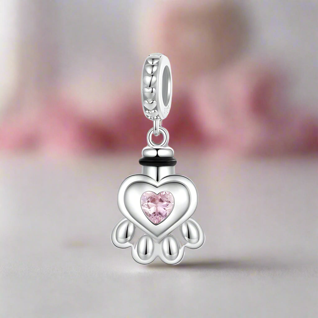 Heart and Paw Pet Memorial Charm-Black Diamonds New York