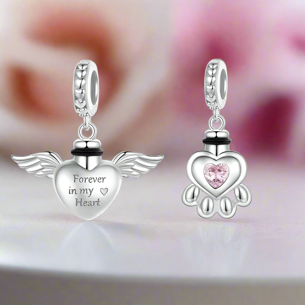 Heart and Paw Pet Memorial Charm-Black Diamonds New York