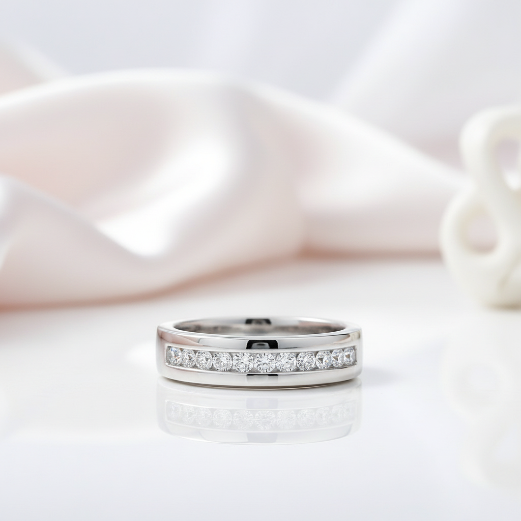 Half Eternity Diamond Wedding Band-Black Diamonds New York