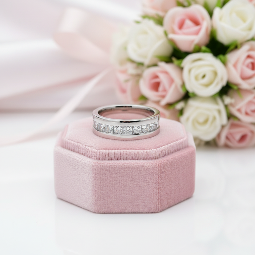 Half Eternity Diamond Option Wedding Band-Black Diamonds New York