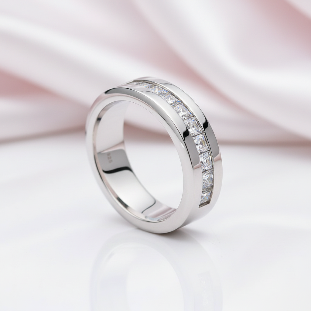 Half Eternity Diamond Option Wedding Band-Black Diamonds New York