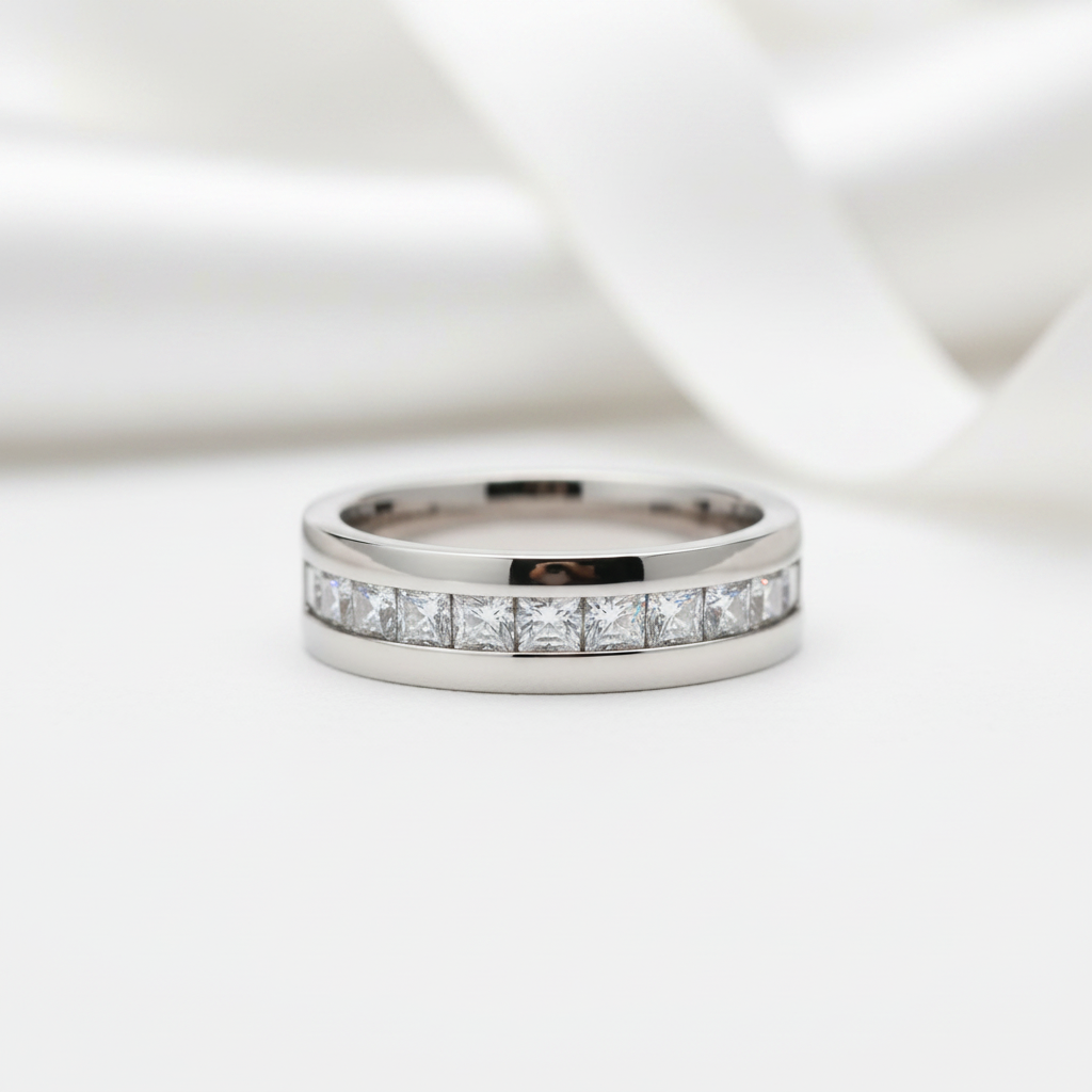 Half Eternity Diamond Option Wedding Band-Black Diamonds New York