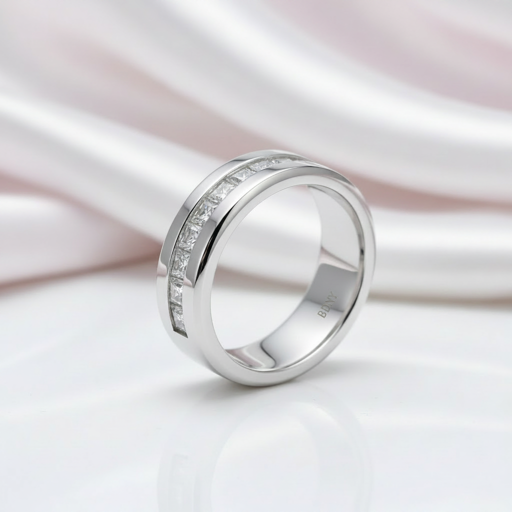 Half Eternity Diamond Option Wedding Band-Black Diamonds New York
