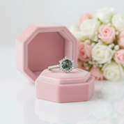 Hexagon Cut Moss Agate Anniversary Ring-Black Diamonds New York