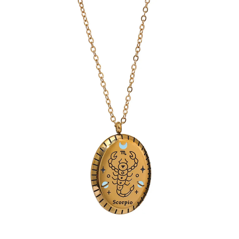 Zodiac Sign Constellation Pendant Necklace-Black Diamonds New York