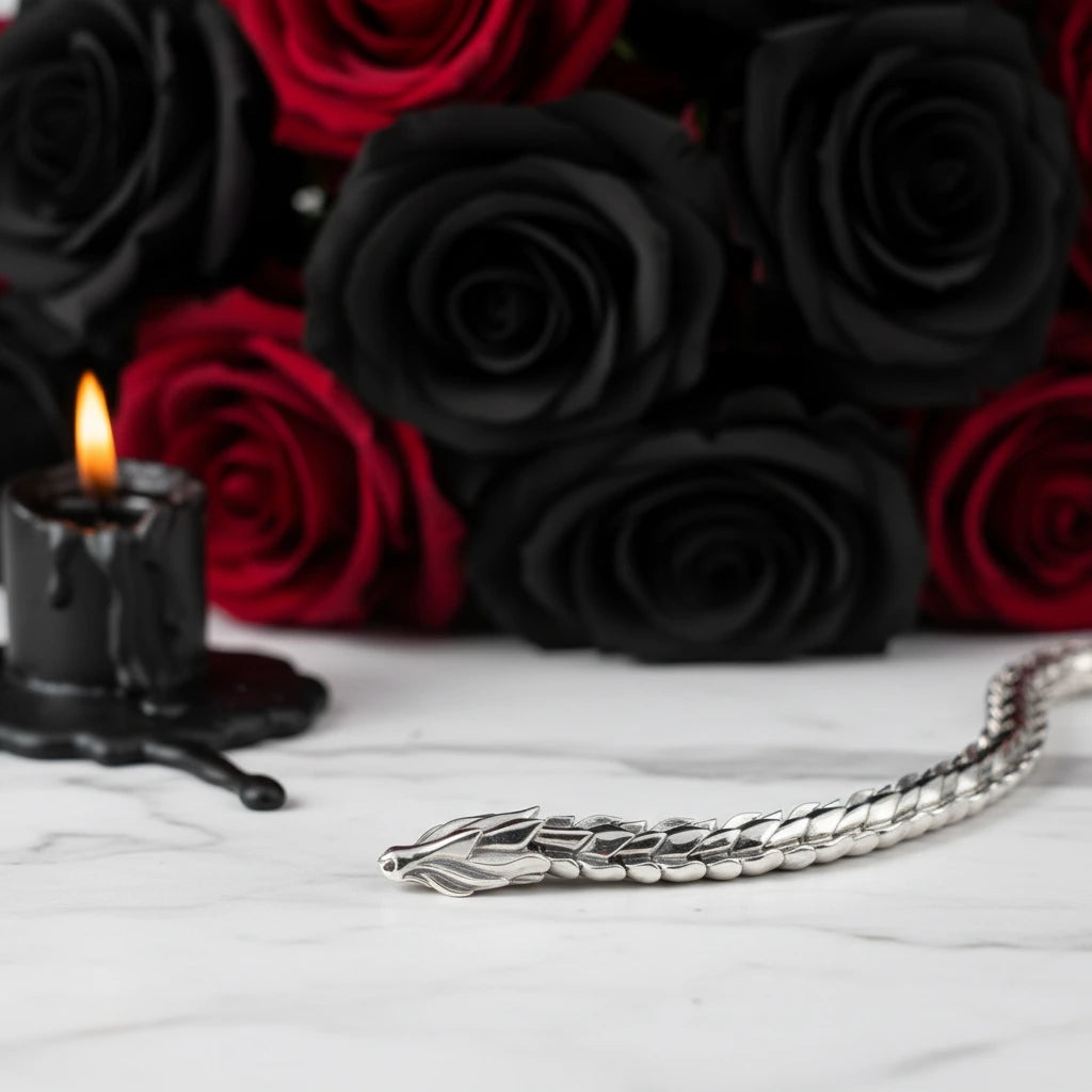 Retro Dragon Scales Punk Bracelet-Black Diamonds New York