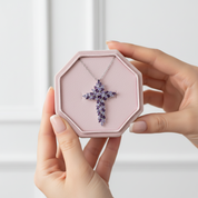 Elegant Amethyst and Tanzanite Marquise-Cut Cross Pendant Necklace-Black Diamonds New York