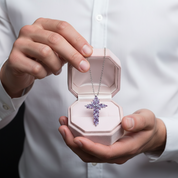 Elegant Amethyst and Tanzanite Marquise-Cut Cross Pendant Necklace-Black Diamonds New York