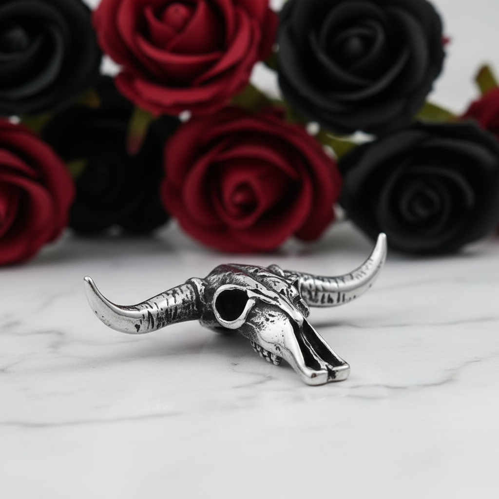 Hip Hop Bull Head Skull Punk Necklace-Black Diamonds New York