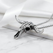 Hip Hop Bull Head Skull Punk Necklace-Black Diamonds New York