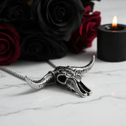 Hip Hop Bull Head Skull Punk Necklace-Black Diamonds New York
