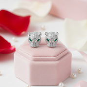 Hollow Leopard Head Diamond Earrings-Black Diamonds New York