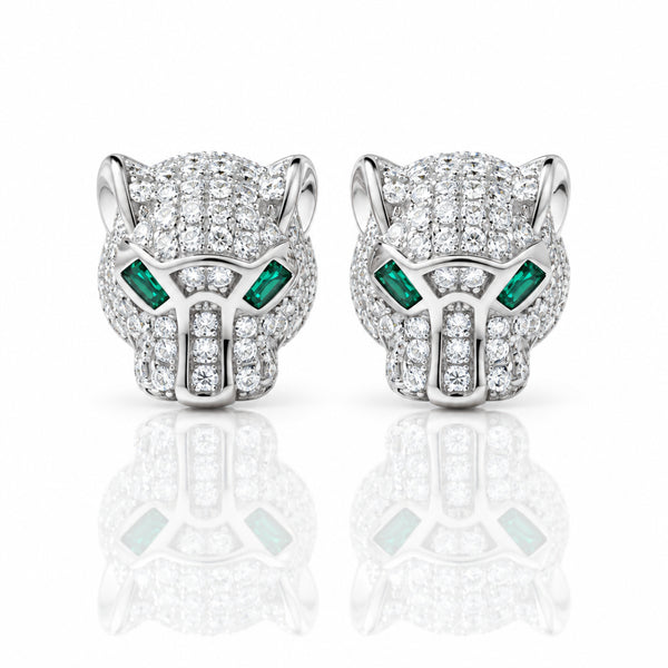 Hollow Leopard Head Diamond Option Earrings – Black Diamonds New York