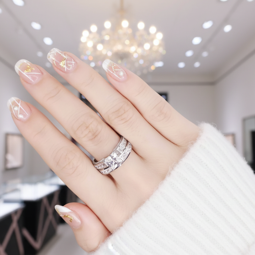 1.25ct Princess Cut Diamond Bridal Ring Set-Black Diamonds New York