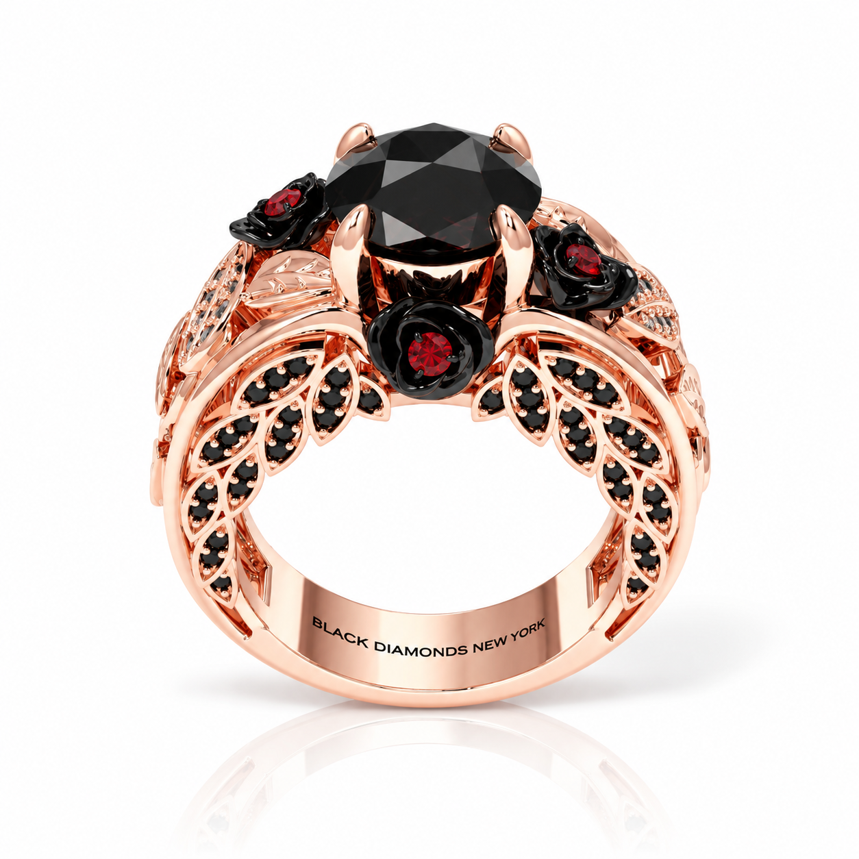 I Want You Promise Ring- 1.5 ct Round Cut Diamond Option and Black Roses Gothic Ring-Black Diamonds New York