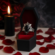 I Got You- 3pc Black Pear Cut Diamond Spider Web Promise Ring-Black Diamonds New York